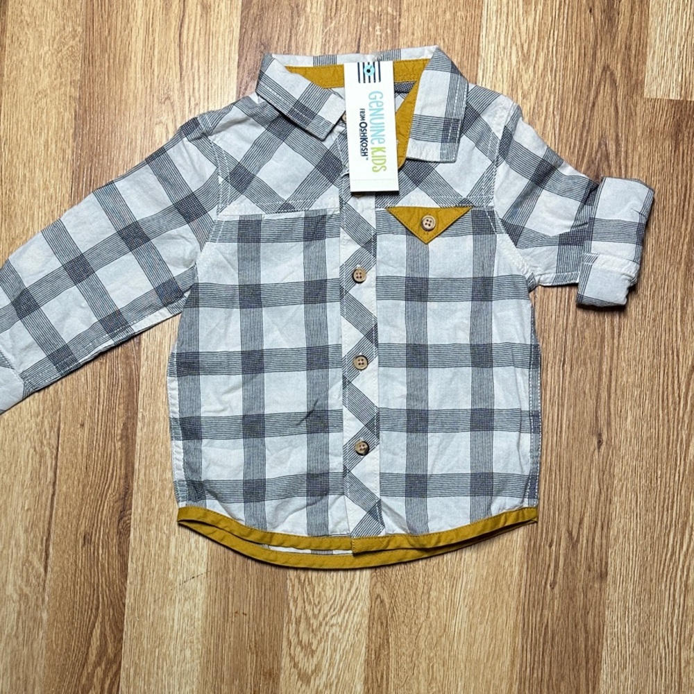 Genuine Kids from OshKosh Plaid Button-Down Shirt | 18M | Roll-Tab Sleeves